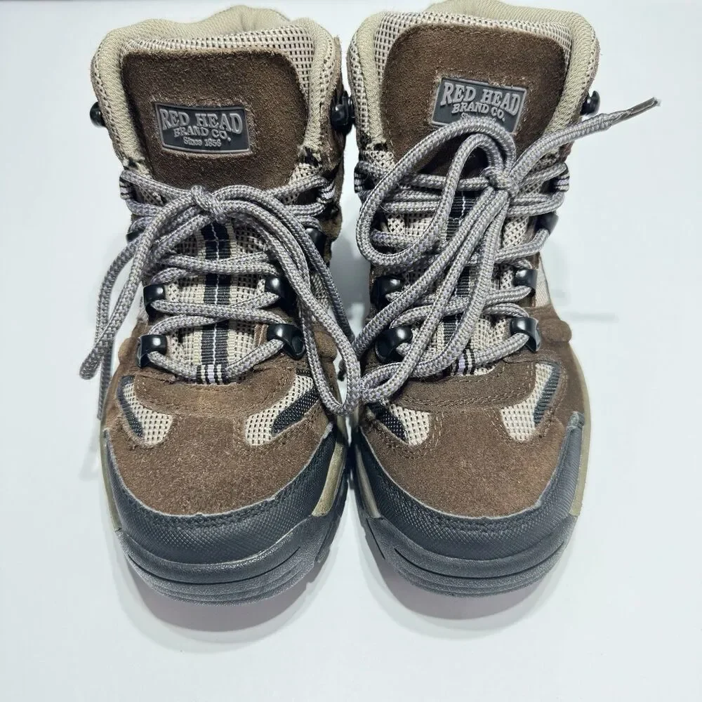 RedHead Brown Hiking Boots Youth Size 6M Leather Mesh Outdoor Trail Boots